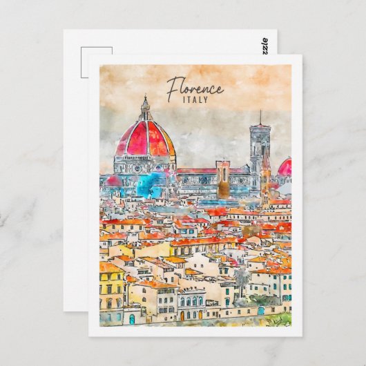 Florenz Italien Reisen Place Watercolor Postkarte (Vorne/Hinten)