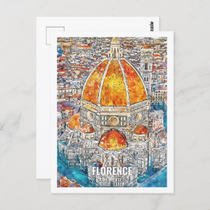 Florenz Italien Reisen Place Watercolor Postkarte