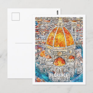 Florenz Italien Reiseort Wasserfarbe Postkarte