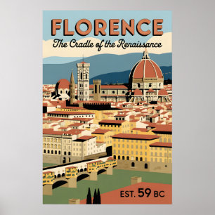 Florenz Italien Retro-Stadtansicht Reise Poster