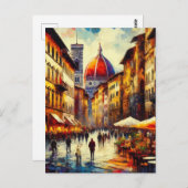 Florenz, Italien Straße mit Duomo-Malerei Postkarte (Vorne/Hinten)