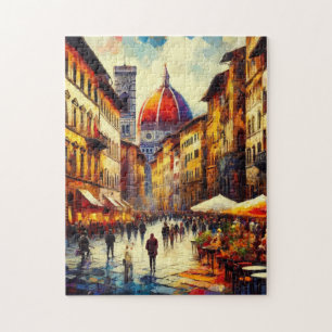 Florenz, Italien Straße mit Duomo-Malerei Puzzle