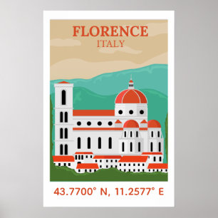 Florenz Italien Vintage Reise Koordinaten Kunst Poster