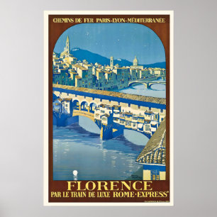 Florenz Italien Vintage Reiseposter Druck Poster