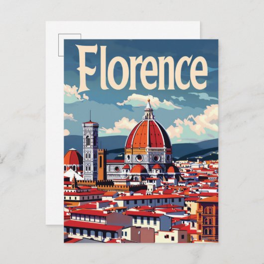 Florenz Italien Vintage Retro-Reise Illustration Postkarte (Vorne/Hinten)