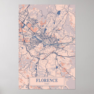 Florenz Italien Windige Stadtplan Reise Poster