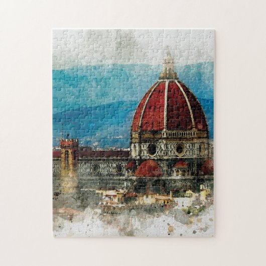 Florenz italy mediterrane Aquarell Puzzle (Vertikal)