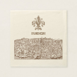 Florenz, mittelalterlicher Holzschnitt Serviette