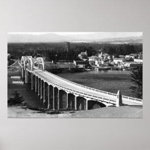 Florenz, Oregon Town View und Siuslaw Bridge Poster