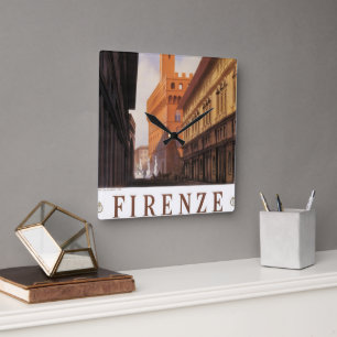 Florenz, Palazzo Vecchio, Vintag Italien Quadratische Wanduhr