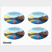 Florenz - Ponte Vecchio Ovaler Aufkleber (Blatt)
