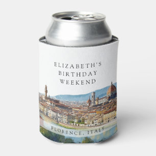 Florenz Skyline Aquarell Geburtstags-Wochenende Dosenkühler