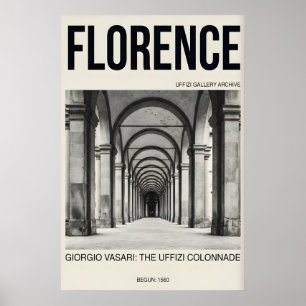 Florenz-Wandkunst-Druck, Uffizi-Galerie Schwarz Poster