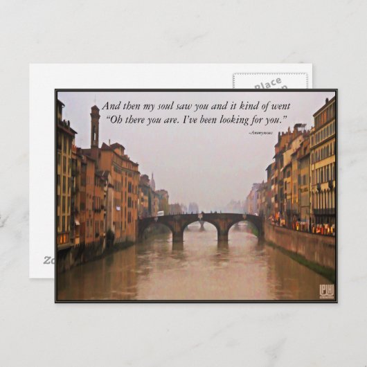 Florenzer Brücke mit Liebe Zitat Postkarte (Vorne/Hinten)