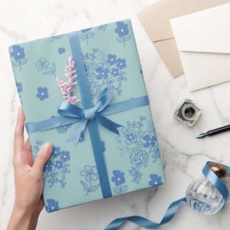 Flores azules geschenkpapier