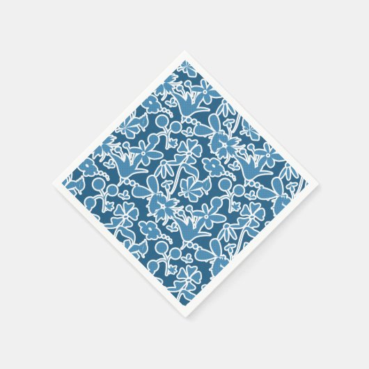 Flores azules serviette (Ecke)