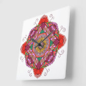 Flores como el Cosme Quadratische Wanduhr (Winkel)