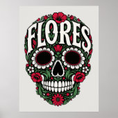 Flores Nachname Zucker-Schädel Poster (Vorne)