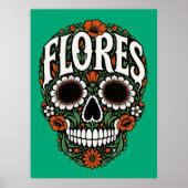 Flores Nachname Zucker-Schädel Poster (Vorne)