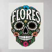 Flores Nachname Zucker-Schädel Poster (Vorne)