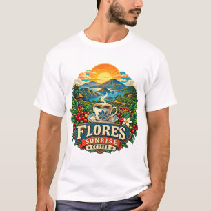 Flores Sunrise Coffee Vintage Indonesische Kunst T T-Shirt
