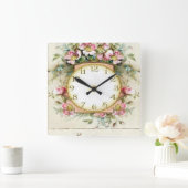 Flores Vintage Quadratische Wanduhr (Zuhause)