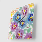 Flores violetas  quadratische wanduhr (Winkel)