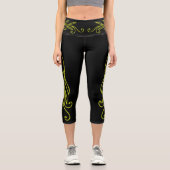 Florescent Green Leaf Curls Capri Leggings (Vorderseite)