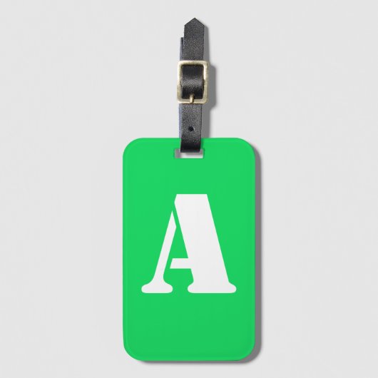 Florescent Green Mit Monogramm Gepäckanhänger (Vorderseite Vertikal)