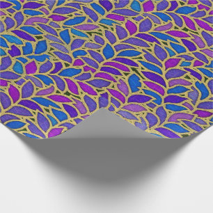 Florestablau, -veilchen und -gold geschenkpapier