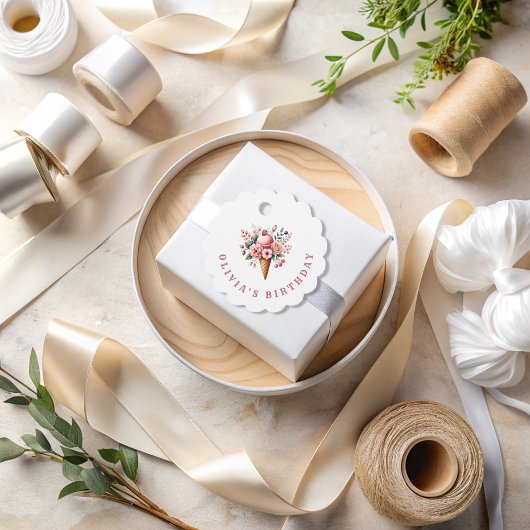 Florfarbener Eis, Creme und Redbeere Geschenkanhänger