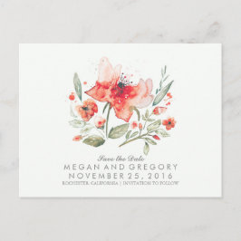 florfarbenes Aquarell Save the Date elegant Ankündigungspostkarte