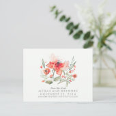 florfarbenes Aquarell Save the Date elegant Ankündigungspostkarte (Stehend Vorderseite)