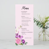 Florfarbenes, rosa Violett Fett Moderne Menükarte (Stehend Vorderseite)