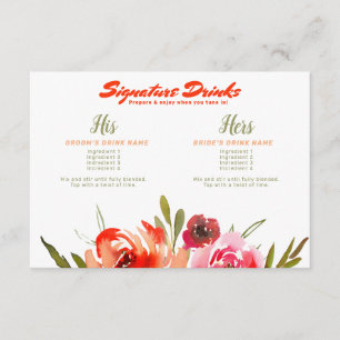 Florfarbensignatur Drinks Virtual Wedding Begleitkarte