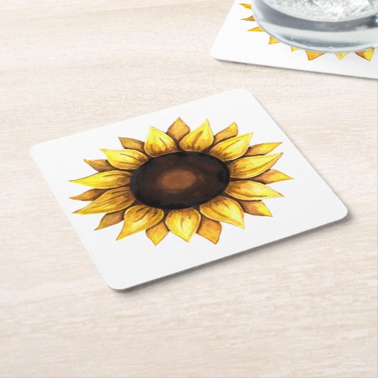 Florgelbe Blume Wasserfarben Sonnenblumen Rechteckiger Pappuntersetzer (angewinkelt)