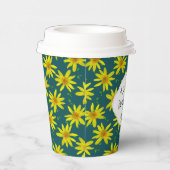 Florgelbe Wildblume eines Textes auf einer beliebi Pappbecher (Rechts)