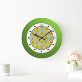 Florgelbe Wildblume Moderne Ziffern Große Wanduhr (Zuhause)