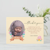 Florgelbes Foto mit leuchtenden Blüten Dankeskarte (Stehend Vorderseite)