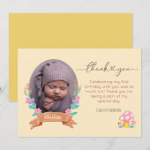 Florgelbes Foto mit leuchtenden Blüten Dankeskarte (Vorne/Hinten)