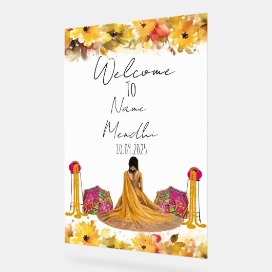 Florgelbes Mendhi-Zeichen Acrylschild (Winkel)