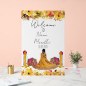 Florgelbes Mendhi-Zeichen Acrylschild (Hochzeit)