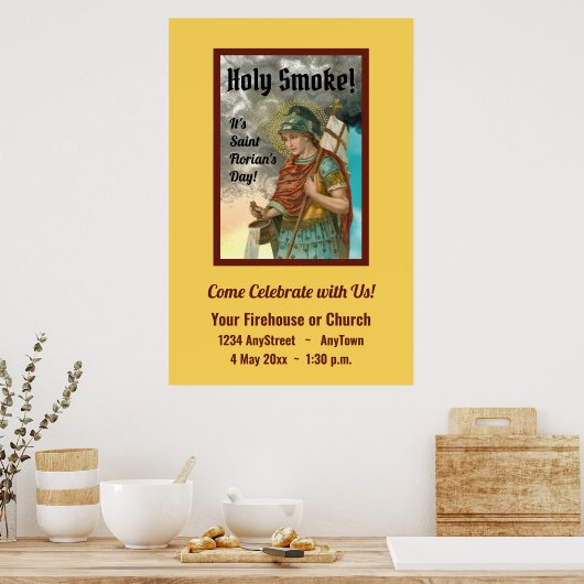 Florian mit Eimer (Rauch; M 019) Poster (Küche)