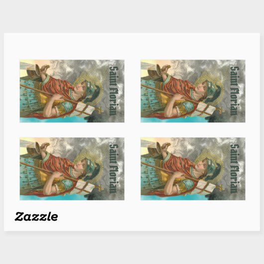 Florian mit Eimer (Rauch; M 019) Rechteckiger Aufkleber (Blatt)