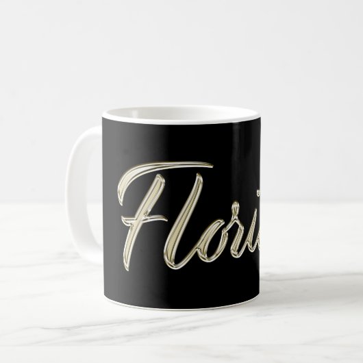 Florian Name whitegold Tasse Teetasse Kaffeetasse (Vorderseite Links)