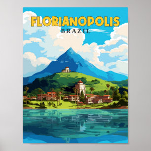 Florianopolis Brasilien Vintage Reise Illustration Poster