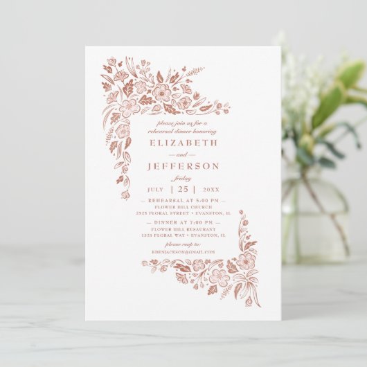 Florid Frame Probe Dinner Einladung (Stehend Vorderseite)