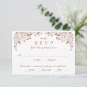 Florid Frame Wedding RSVP Card Imitate Rose Gold (Stehend Vorderseite)
