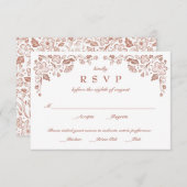 Florid Frame Wedding RSVP Card Imitate Rose Gold (Vorne/Hinten)