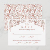 Florid Frame Wedding RSVP Card Imitate Rose Gold Karte (Vorne/Hinten)